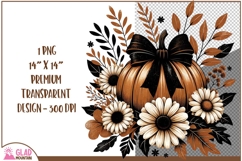 Autumn pumpkin with large flowers png, fall autumn pumpkin Product Image 2