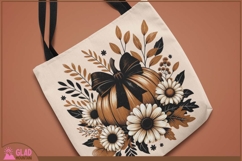 Autumn pumpkin with large flowers png, fall autumn pumpkin Product Image 3