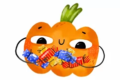 of cartoon pumpkins. Halloween pumpkin with candies Product Image 2