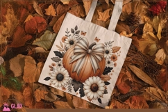 Floral fall pumpkin with coquette bow png, autumn pumpkin Product Image 3