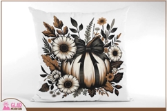 Autumn pumpkin with large flowers png, fall autumn pumpkin Product Image 3