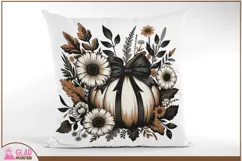 Autumn pumpkin with large flowers png, fall autumn pumpkin Product Image 3