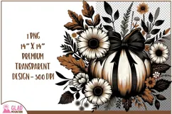 Autumn pumpkin with large flowers png, fall autumn pumpkin Product Image 2