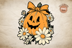 Pumpkin Face Halloween Clipart Ghost Pumpkin Flower Shirt_4 Product Image 1