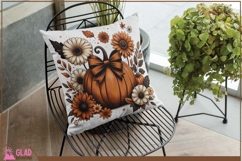 Autumn pumpkin with large flowers png, fall autumn pumpkin Product Image 3