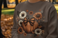 Autumn pumpkin with large flowers png, fall autumn pumpkin Product Image 4