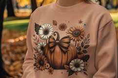 Autumn pumpkin with large flowers png, fall autumn pumpkin Product Image 6
