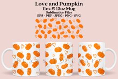 Pumpkin and Heart Autumn coffee mug sublimation wrap glass mug wrap svg presized for 11oz and 15oz glass mug are sublimation files