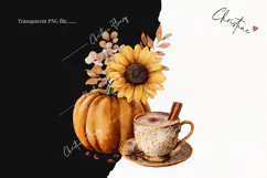 Watercolor Pumpkin & Coffee Clipart | Fall Png Product Image 2
