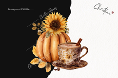 Watercolor Pumpkin &amp; Coffee Clipart | Fall Png Product Image 2