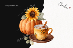 Watercolor Pumpkin &amp; Coffee Clipart | Fall Png Product Image 2