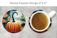 Pumpkin Art Round Coaster, halloween kitchen decor Product Image 1