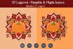 3D layered Pumpkin &amp; Maple Leaves Product Image 3