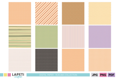 Pumpkin baby Halloween pastel digital papers with polka dots, diagonal stripes and grid designs.