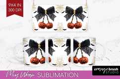 Pumpkin Bow Halloween Mug Wrap Spooky Season Mug PNG Product Image 1