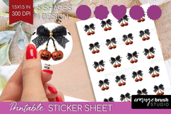 Pumpkin Bow Halloween Round Sticker Spooky Season Printable Product Image 1