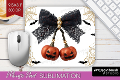 Pumpkin Bow Halloween Mouse Pad Sublimation Spooky Season Product Image 1