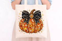 Pumpkin Bow Rhinestone PNG Design Product Image 4