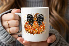 Pumpkin Bow Rhinestone PNG Design Product Image 5