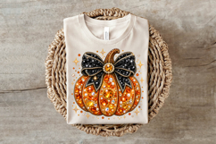 Pumpkin Bow Rhinestone PNG Design Product Image 6