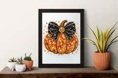 Pumpkin Bow Rhinestone PNG Design Product Image 7