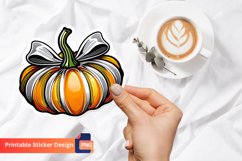 Pumpkin Bow Sticker, Autumn Pumpkin Bow Sticker Product Image 1