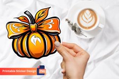 Pumpkin Bow Sticker, Autumn Pumpkin Bow Sticker Product Image 1