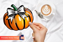 Pumpkin Bow Sticker, Autumn Pumpkin Bow Sticker Product Image 1