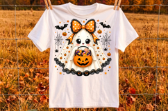 Pumpkin Bucket Ghost Halloween PNG, Coquette Bow Trick or Product Image 2
