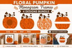 Floral Pumpkin Bundle - Fall Thanksgiving Zentangle Monogram Product Image 1