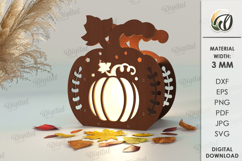 Pumpkin Candle Holders Bundle Laser Cut. Home Decor SVG Product Image 6