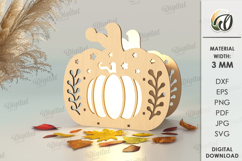 Pumpkin Candle Holder Laser Cut. Home Decor SVG Product Image 1