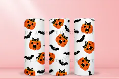 pumpkin cat halloween skinny tumbler sublimation wrap with high resolution and transparant background are for 20oz and 30oz skinny tumbler