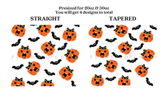 pumpkin cat halloween skinny tumbler sublimation wrap with high resolution and transparant background are for 20oz and 30oz skinny tumbler
