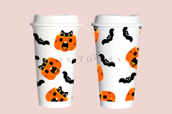 pumpkin cat halloween starbucks 16oz hot cup tumbler wrap svg presized template for tumbler grande suitable for cricut and silhouette