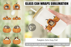 Glass Can Pumpkin Cats Fall Product Image 1