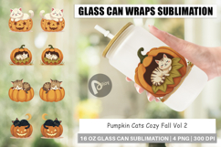 Glass Can Pumpkin Cats Fall Product Image 1