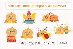 Pumpkin Stickers Set. Cartoon Character Pumpkins Product Image 1