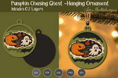Pumpkin Chasing Ghost Hanging Ornament SVG Product Image 3