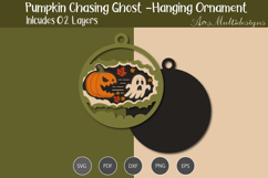 Pumpkin Chasing Ghost Hanging Ornament SVG Product Image 2