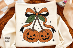 Pumpkin Cherries coquette bow PNG, Halloween Pumpkin PNG Product Image 1