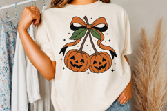 Pumpkin Cherries coquette bow PNG, Halloween Pumpkin PNG Product Image 3