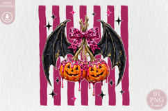 Pumpkin Cherry Bat Wings PNG,, Halloween Sublimation Design Product Image 1