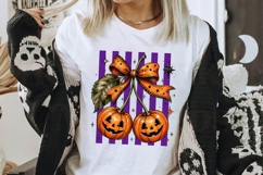 Pumpkin Cherry Halloween Bow PNG Clipart Design Artwork Product Image 2
