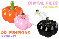 3D Pumpkin Halloween Clipart PNG, 3D Luxury Pumpkins Bundle Product Image 1