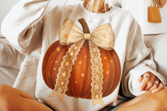 Halloween Coquette Pumpkin PNG, Pumpkin Fall Bow PNG, Autumn Product Image 2