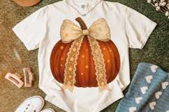 Halloween Coquette Pumpkin PNG, Pumpkin Fall Bow PNG, Autumn Product Image 5