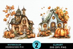 Pumpkin Cottage Sublimation PNG Clipart Product Image 1