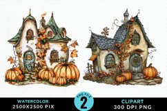 Pumpkin Cottage Sublimation PNG Clipart Product Image 1