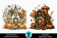 Pumpkin Cottage Sublimation PNG Clipart Product Image 1